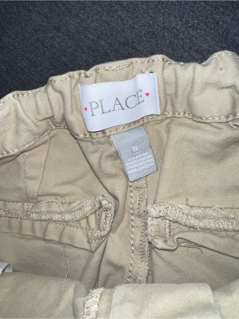 Place Tan Elastic Waist Cotton Shorts - Picture 3 of 4